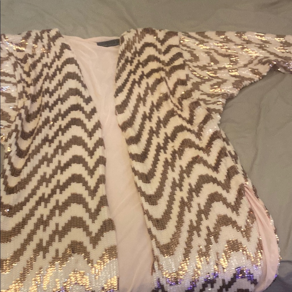Lola Sequin Zigzag Jacket - Gold and Cream